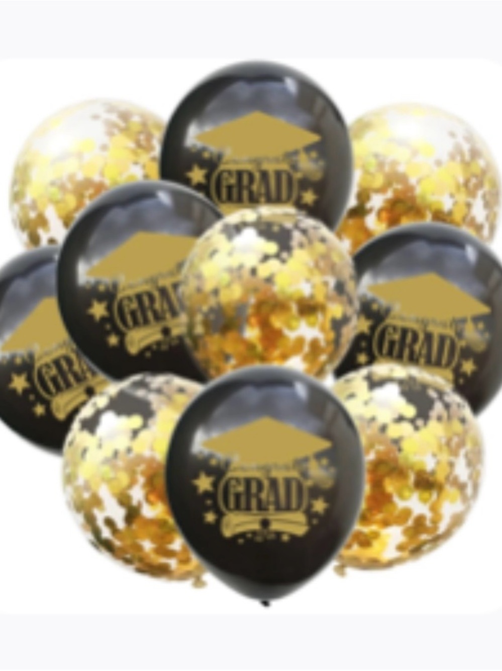 Graduation Confetti Balloons - Black and Gold